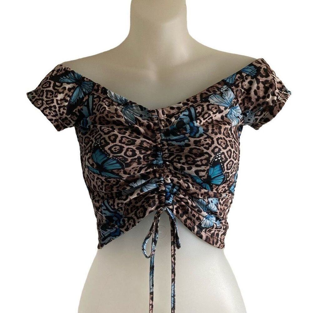 Rue 21 medium crop top cheetah butterfly nwot